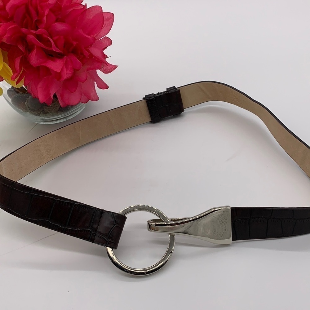 Christopher & Banks Brown Silver Embossed belt S